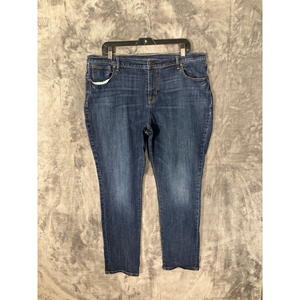 Womens Dark Wash Straight Leg Denim Jeans Blue Five Pocket 21x29